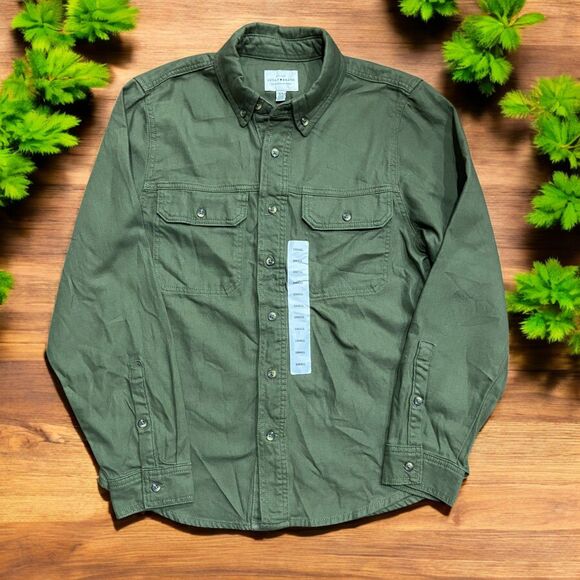 Lucky Brand Spring Olive Light Denim Cotton Jacket Shirt Shacket Men's Small - Picture 1 of 8